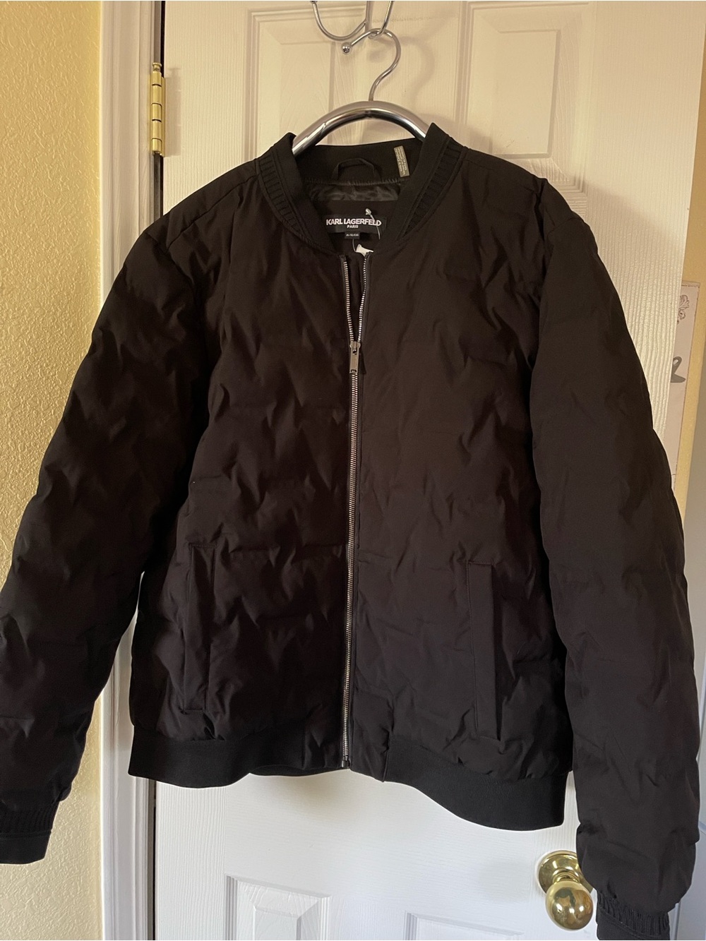 Karl Lagerfeld Men’s Quilted Bomber Jacket Black